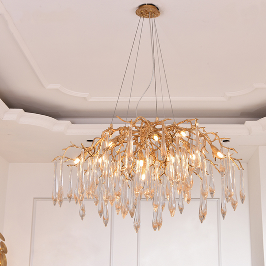 Brass Branch Crystal Agnes Chandelier
