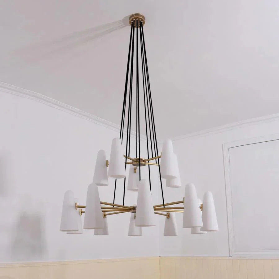 2-Tier White Porcelain Round Chandelier