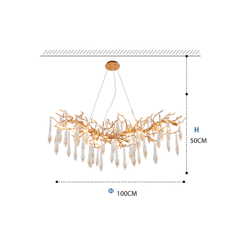 Agnnes Brass Branch Crystal Chandelier