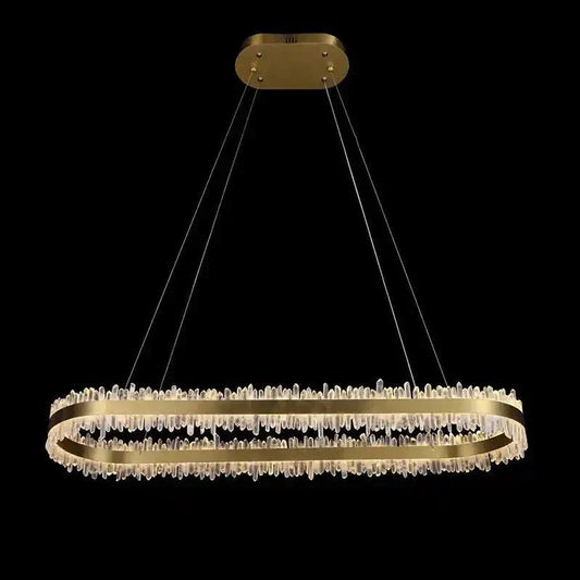 47 Inch Linear Chandelier Modern Quartz Crystal Chandelier for Dining Room