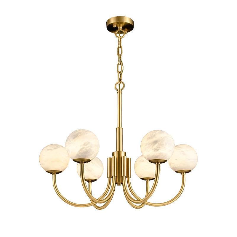 Brass Alabaster Chandelier 25.6" 31.5"