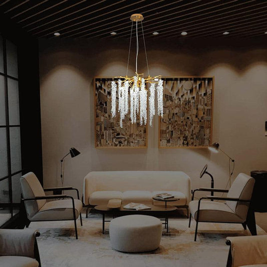 Dorris White Crystal Branch Chandelier 20.5"