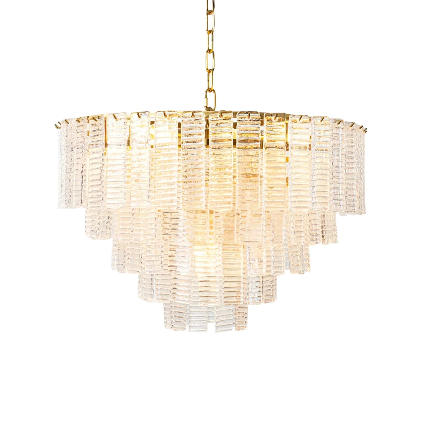 Transparent Ridged Glass Rectangle Chandelier