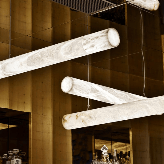 Alabaster Cylindrical Linear Pendant Light
