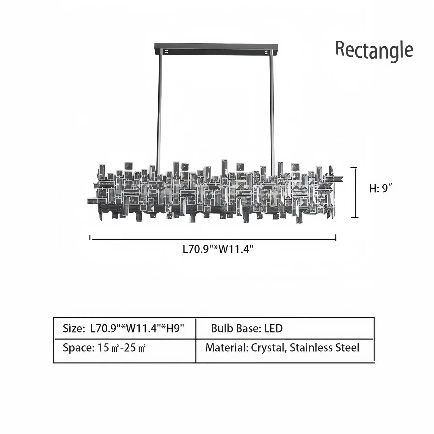 Art Irregular Block Collection Crystal Pendant Chandelier Suit for Living/Dining Room