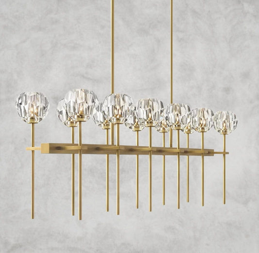 Boule De Cristal Double Linear Chandelier 60"