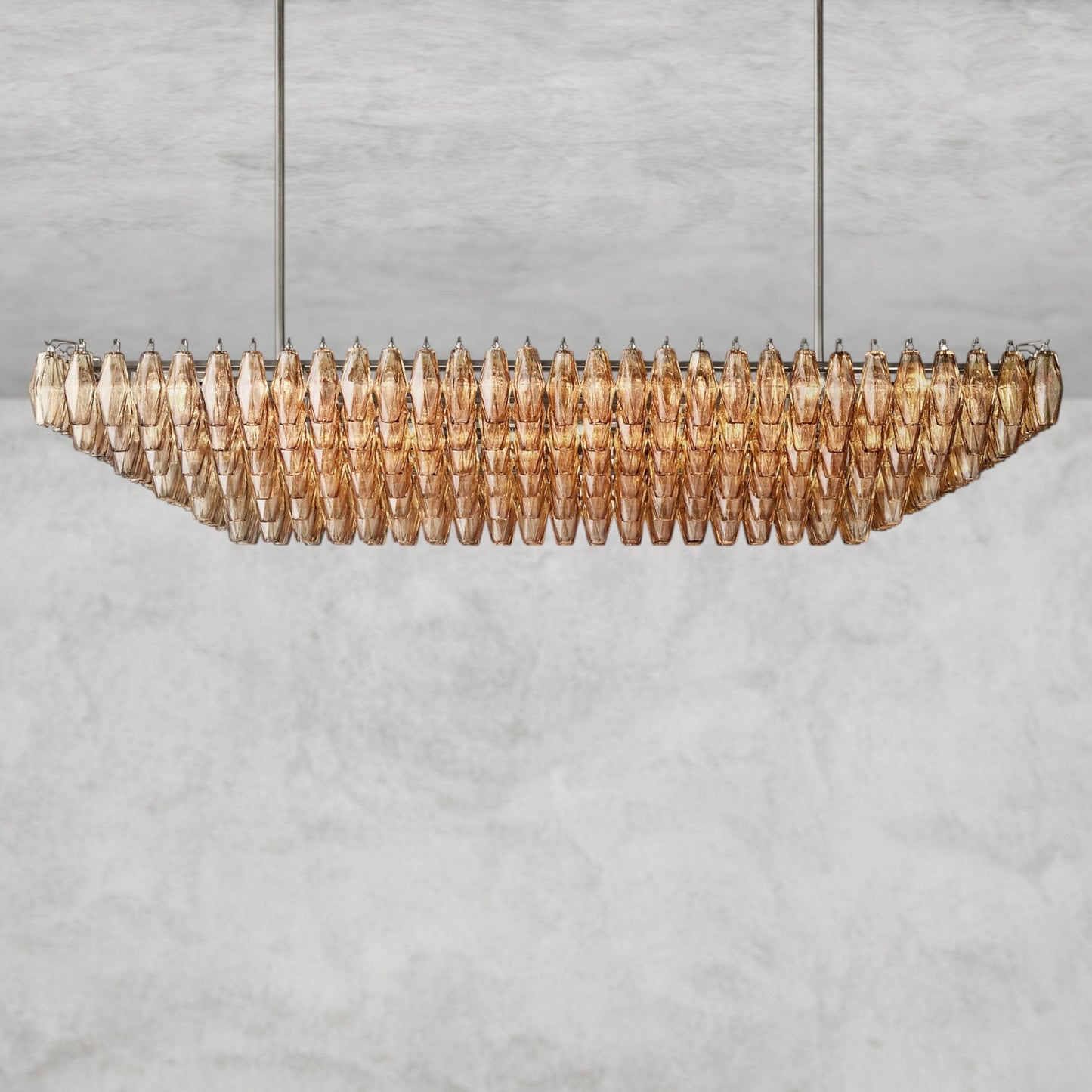 CHIARA CLEAR/ SMOKE GLASS TIERED RECTANGULAR CHANDELIER 54", 74"