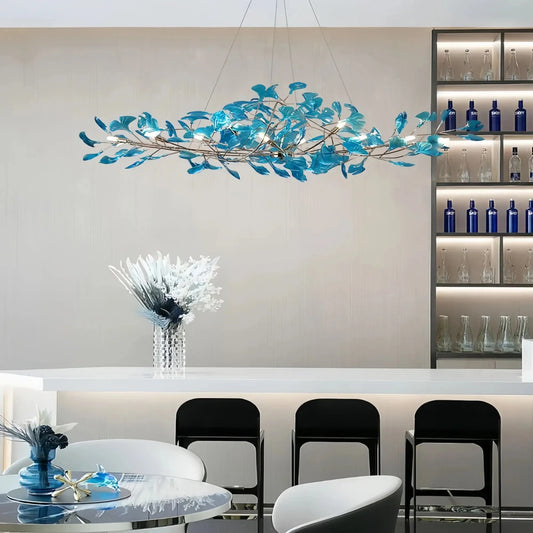 Colorful Glass Ginkgo Leaf Chandelier
