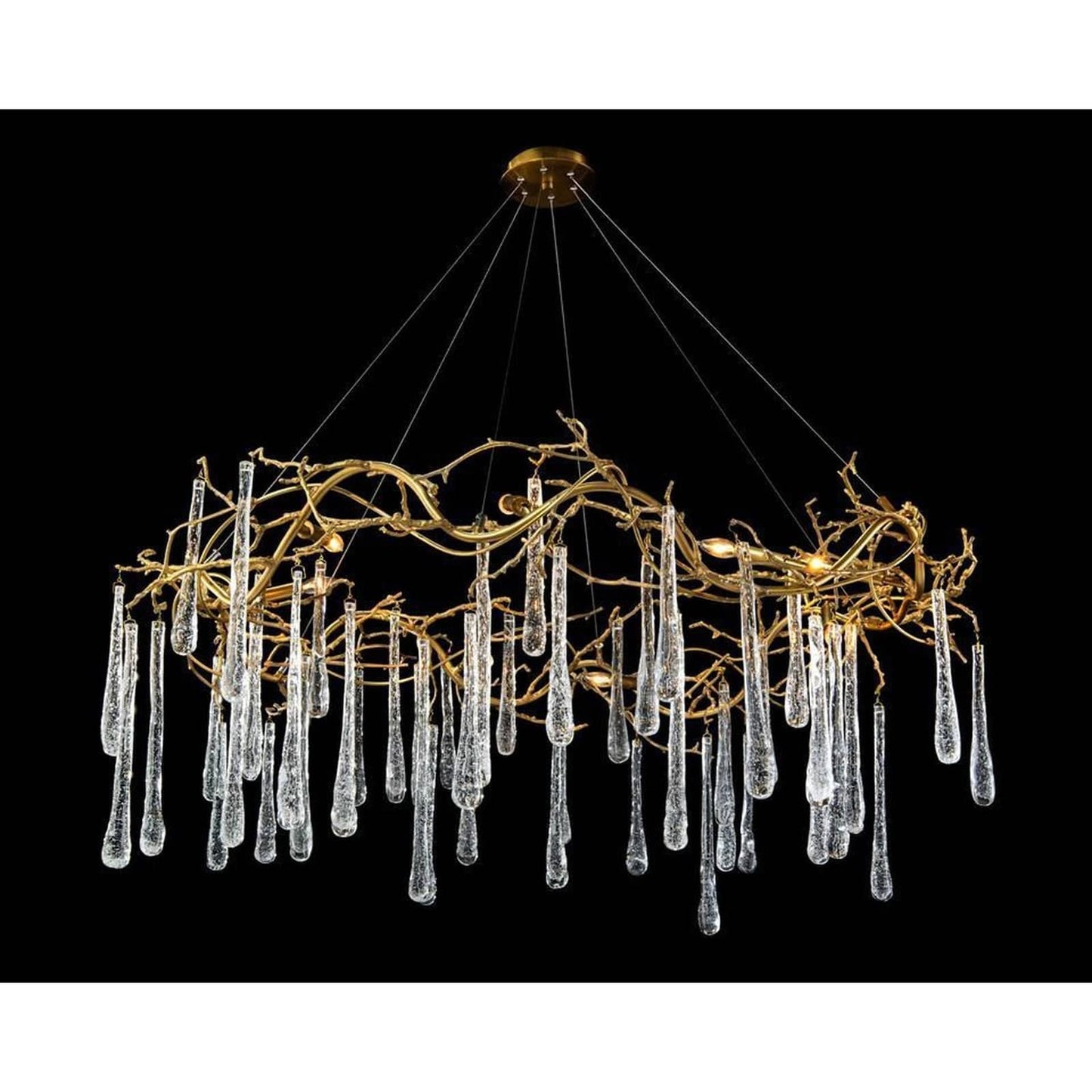 Deermiq Brass Teardrop Eight-Light Chandelier