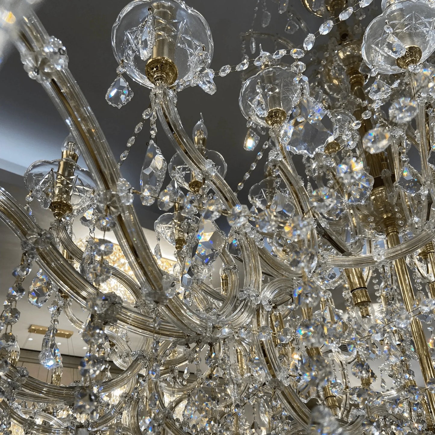 Extra Large Elegant Crystal Chandelier in Branch Style with Candle Layers for Stairs Living Room and Foyer