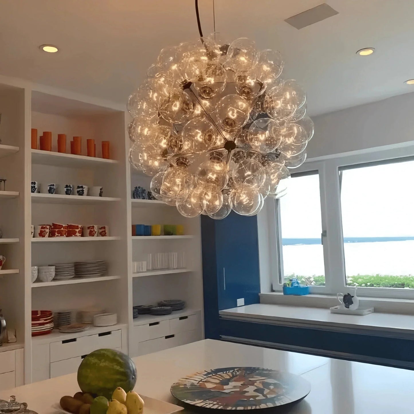 Italian Designer Creative Glass Ball Chandelier Scandinavian Dandelion Hallway/Entryway/Staircase Light Fixture