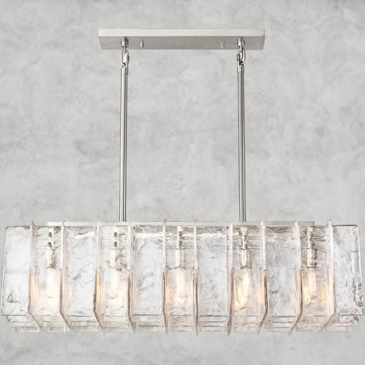Lattice Clear Glass Rectangular Chandelier 49", 67"