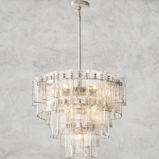 Lattice Clear Glass Tiered Round Chandelier 36", 47"