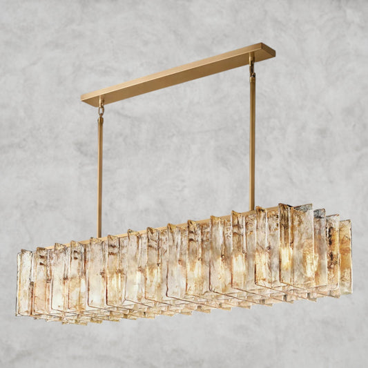 Lattice Smoke Glass Linear Chandelier 49", 67"