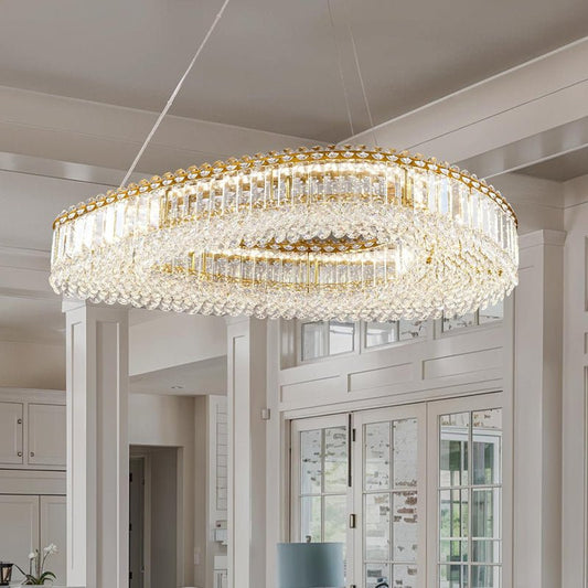 Lohan 31.5" Modern LED Crystal Chandelier for Dining Room, Kitchen Island, Living Room, Bedroom, Foyer