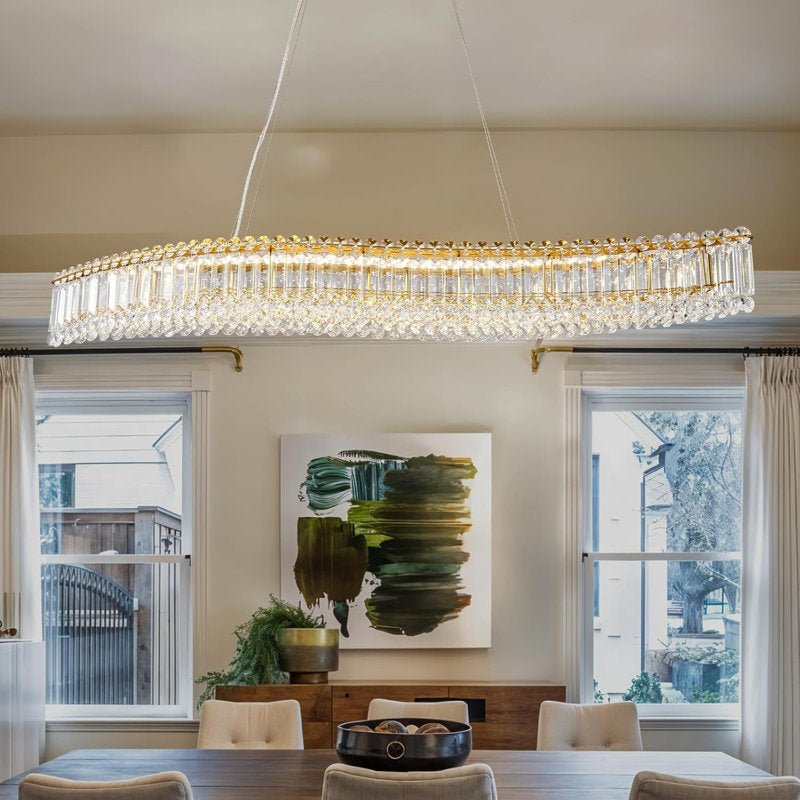 Lohan 31.5" Modern Luxury Geometric LED Crystal Kitchen Island Chandelier
