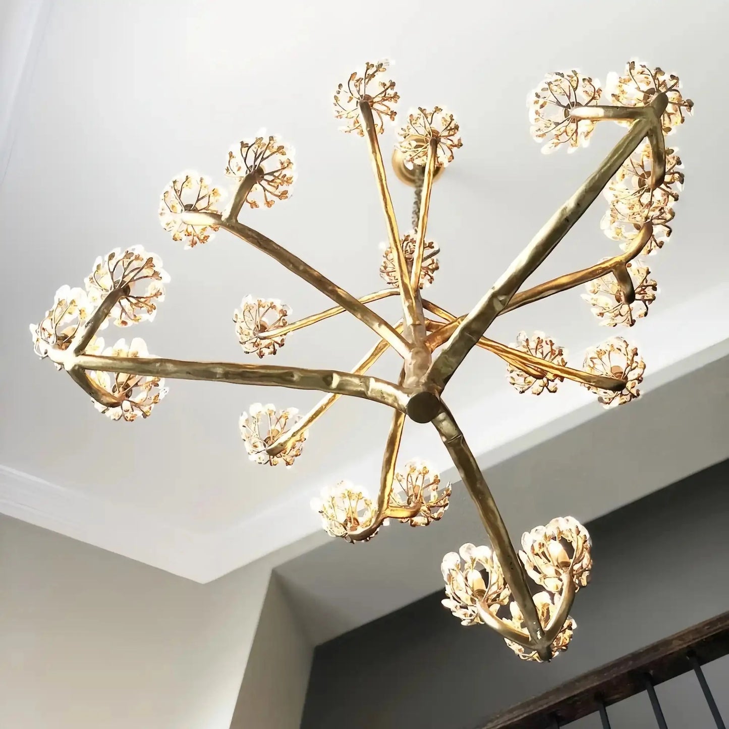 Luxury Branch Flower Chandelier in Gold for Living Room Staircase and Bedroom Lighting
