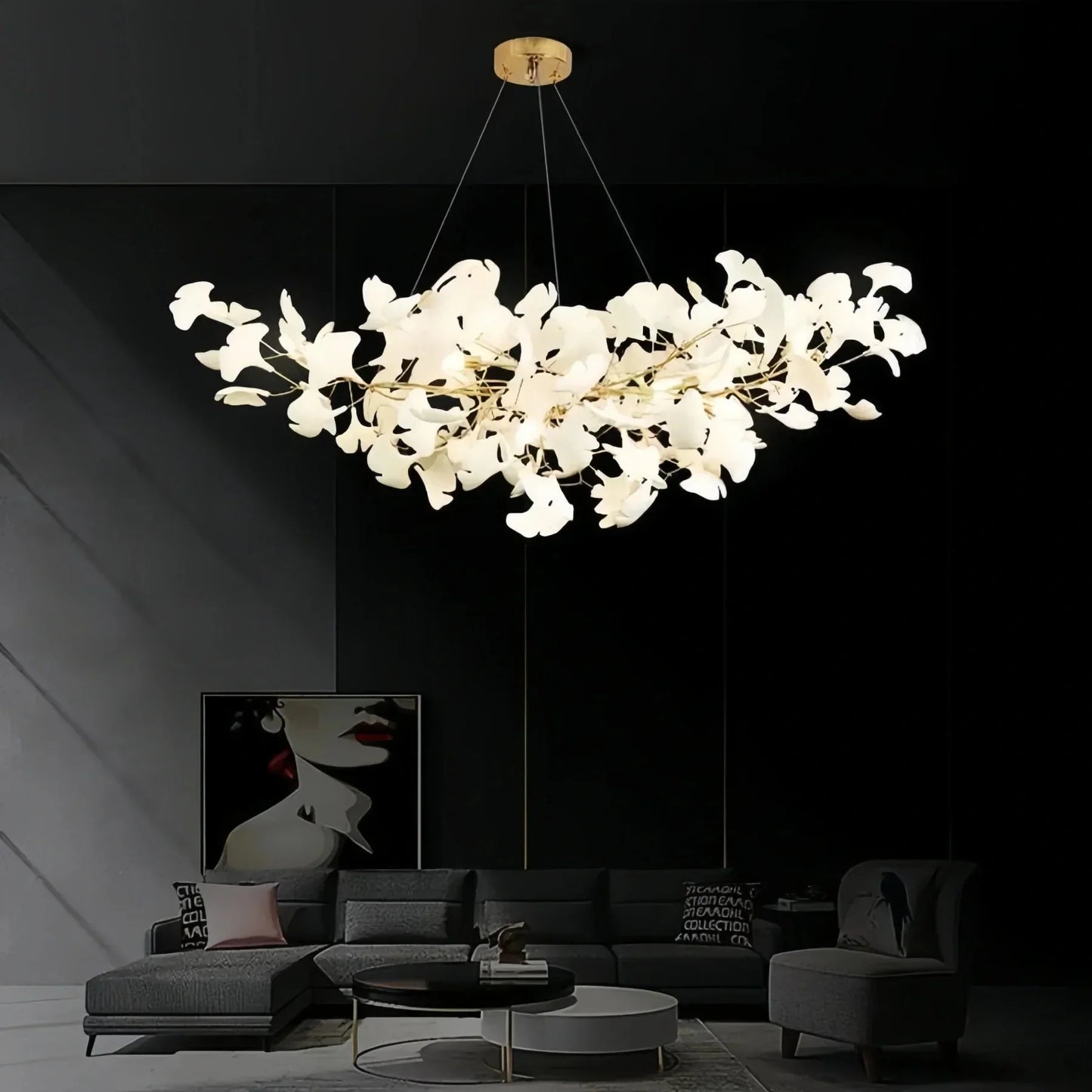 Luxury Ceramic Ginkgo Linear Chandelier