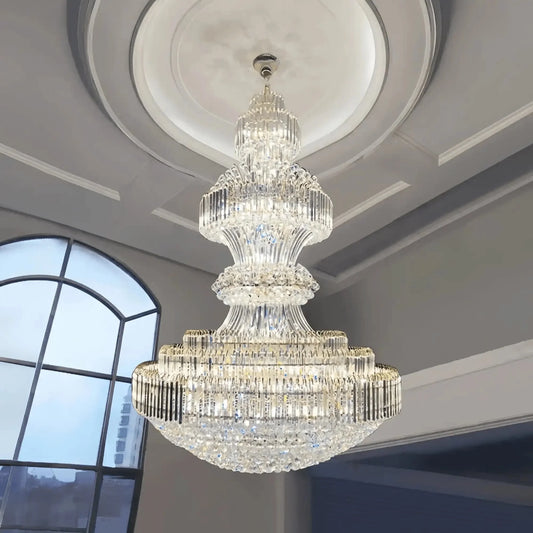 Luxury Extra Large Crystal Chandelier Round Ceiling Light Fixture for Foyer, Entryway & Entrance
