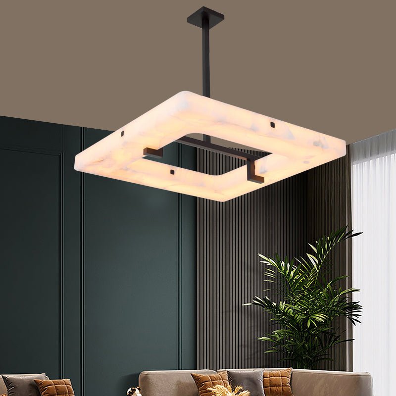 Maxine Modern Square Alabaster Living Room Chandelier