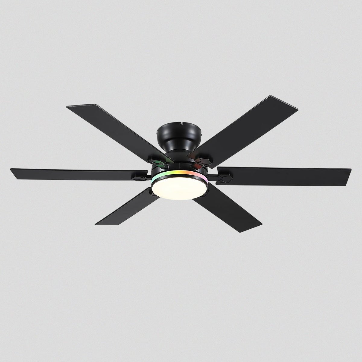 Modern Flush Mount Fans Light Ceiling Fans with Lights Black Low Profile Ceiling Fans 52“