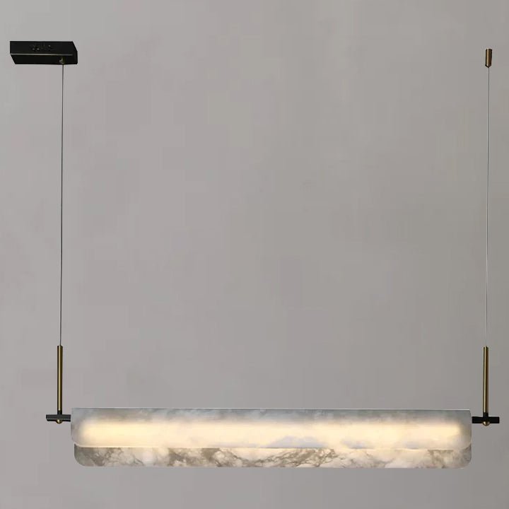 Modern Real Alabaster Chandelier, Linear Chandelier Over Dining Room