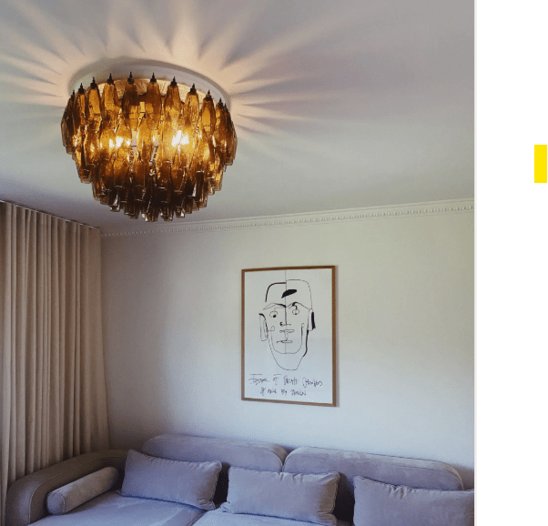 Murano Chandelier – Poliedri – 84 glasses – Dark smoked