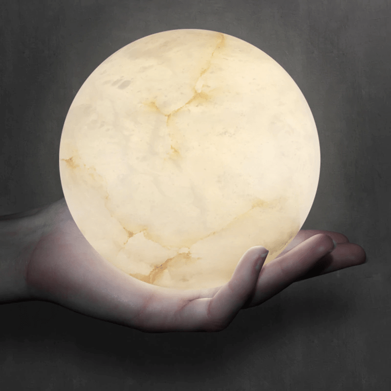 Post Modern Alabaster Globe Ceiling Pendant Light, Alabaster Chandelier Over Dining Table