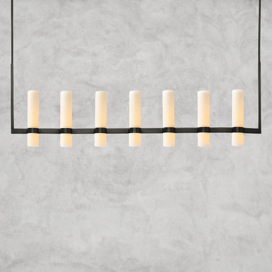 Ravelle Linear Milk Glass Chandelier 59", 71"
