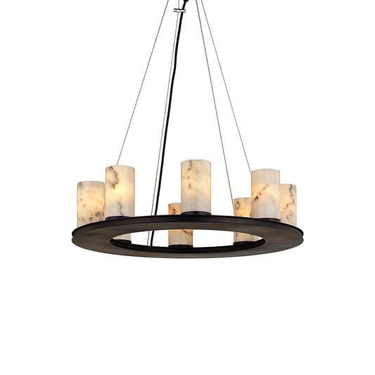 Scarlett Modern Round Industrial Candelabra Round Black Alabaster Chandelier