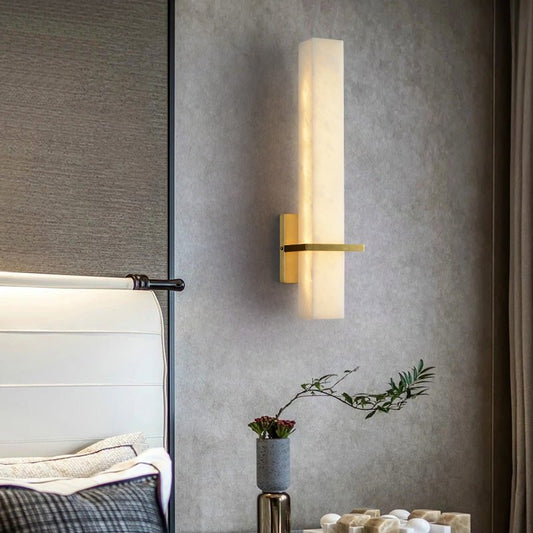 Serene Modern Alabaster Linear Wall Sconce