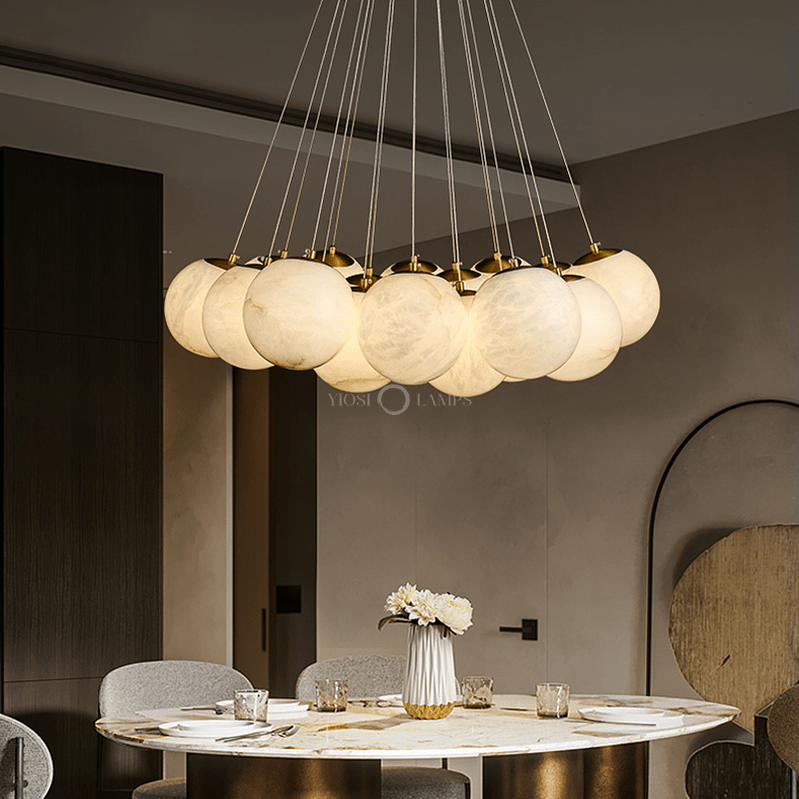 Sophie Modern Alabaster Ball Pendant Light, Dining Room Light