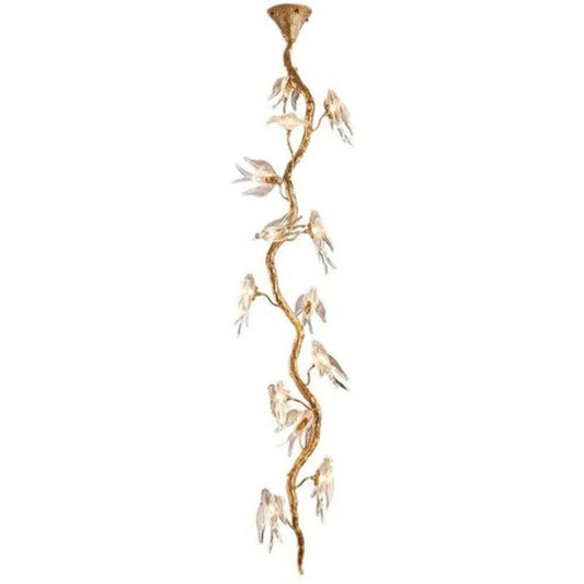 Swallow Glass Long Tree Branch Chandelier