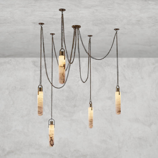 Theresa AlabasteR 5 Light LED Multi-Drop Modern Hanging Pendant Lighting