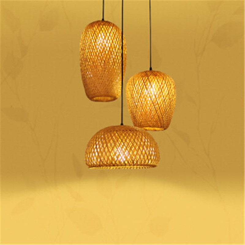 Triple-Head Bamboo Pendant Light