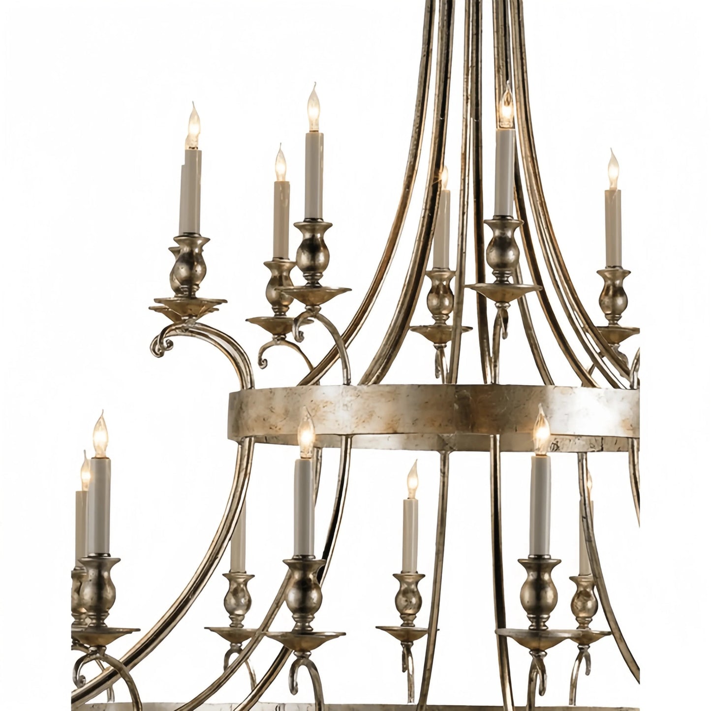 Vintage Large Iron Chandelier with Candle Rustic Farmhouse Pendant Lighting