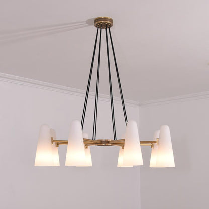 White Ceramics Round Chandelier 36", 8-lights