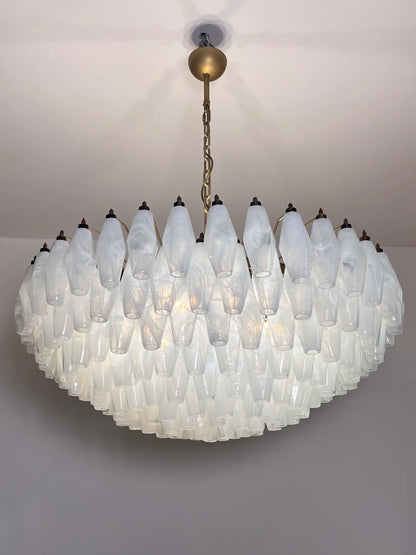 Muraano White Alabaster Poliedri Chandelier 185 glass