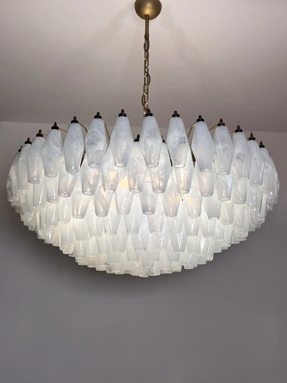 Muraano White Alabaster Poliedri Chandelier 185 glass