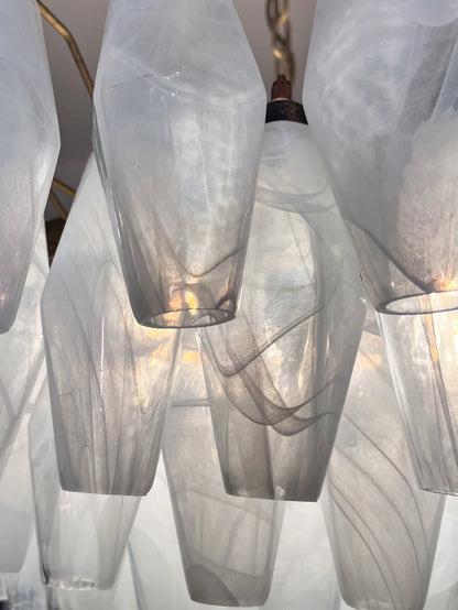 Muraano White Alabaster Poliedri Chandelier 185 glass