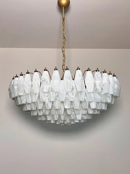 Muraano White Alabaster Poliedri Chandelier 185 glass