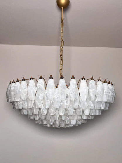 Muraano White Alabaster Poliedri Chandelier 185 glass