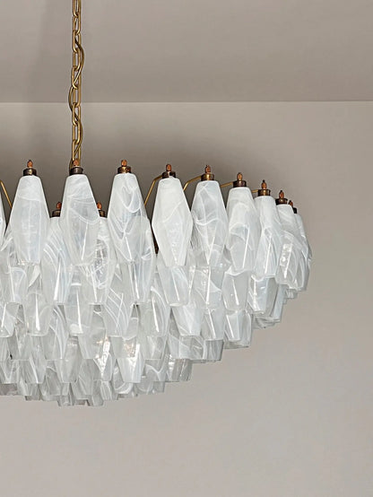 Muraano White Alabaster Poliedri Chandelier 185 glass