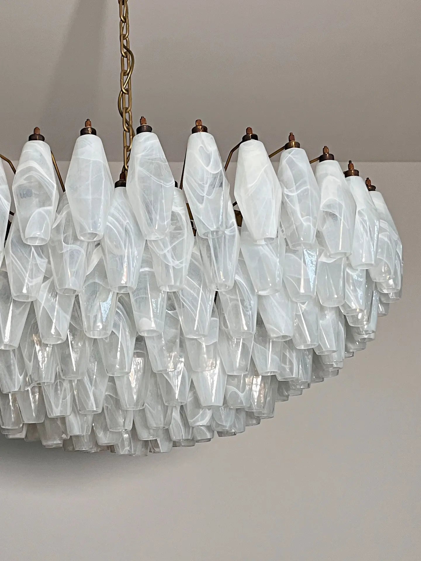 Muraano White Alabaster Poliedri Chandelier 185 glass