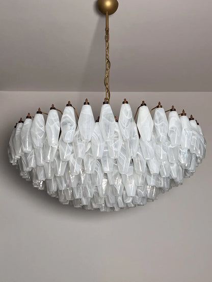 Muraano White Alabaster Poliedri Chandelier 185 glass