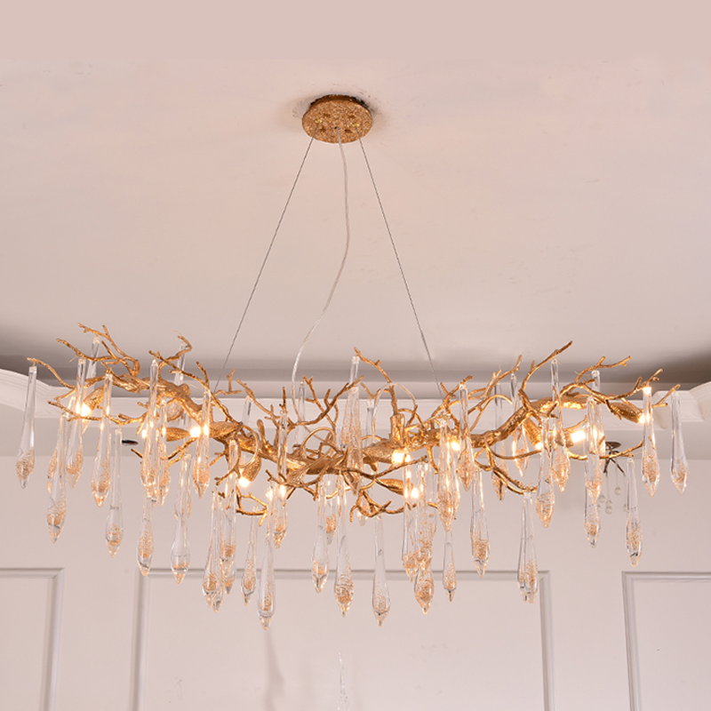 Agnnes Brass Branch Crystal Chandelier