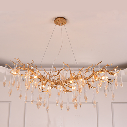 Agnnes Brass Branch Crystal Chandelier