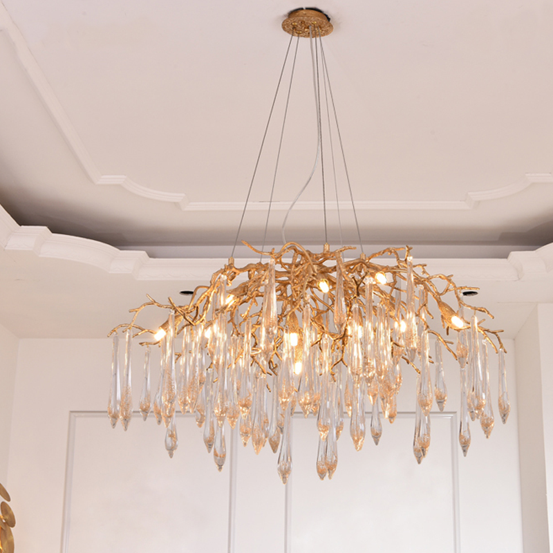 Brass Branch Crystal Agnes Chandelier
