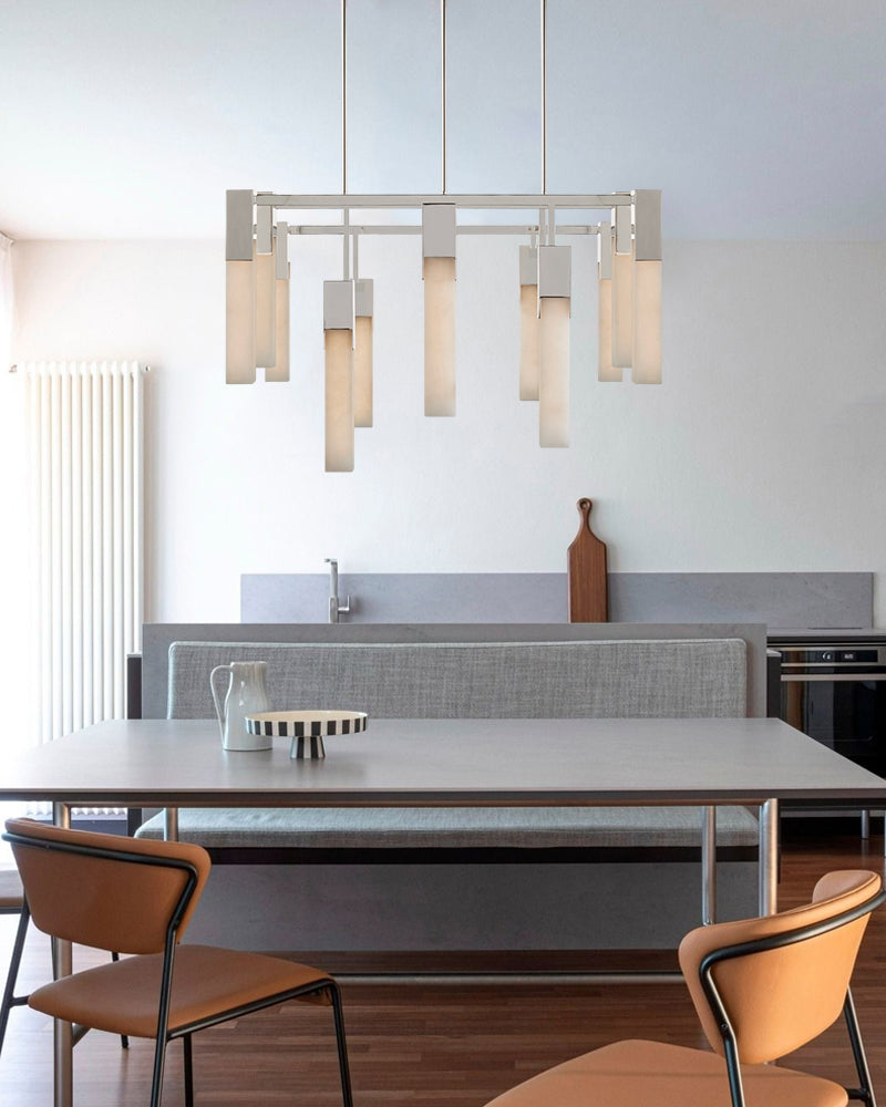 8 Lights Elegance Linear Convet Alabaster Chandelier