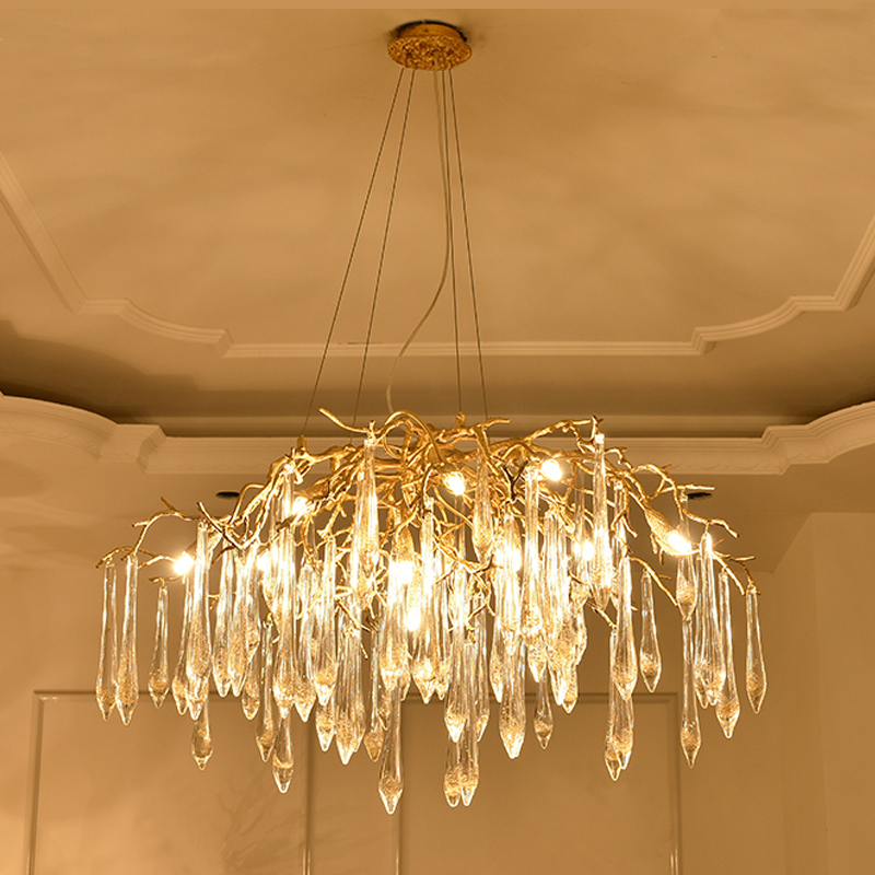 Brass Branch Crystal Agnes Chandelier